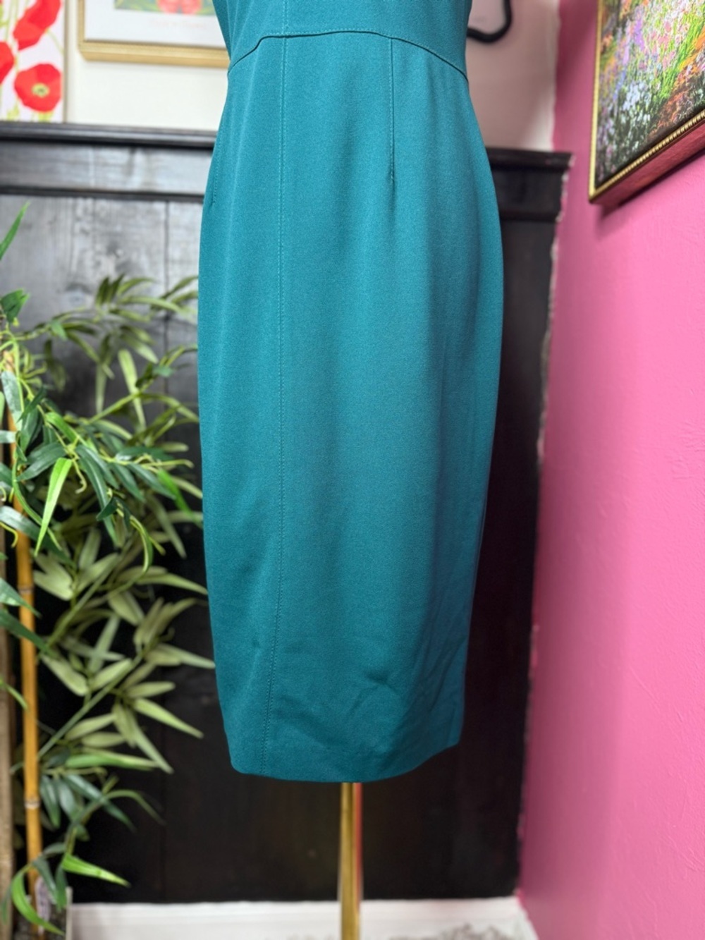 NEW Betsey Johnson V-Neck Sheath Dress Emerald Green Sz 4 - Picture 5 of 12